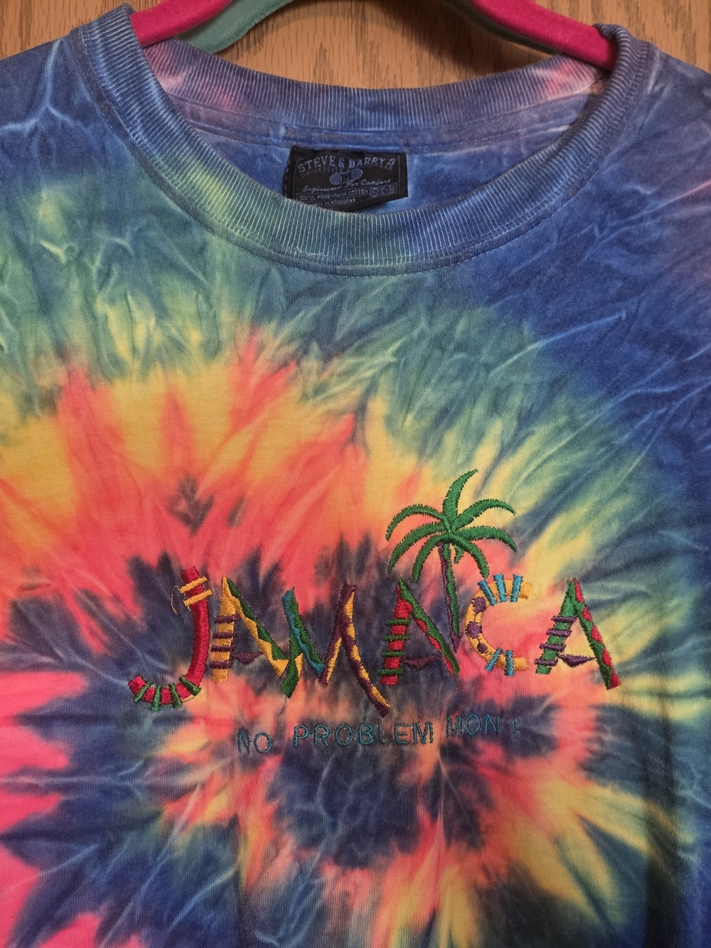 Vintage Steve & Barry's Tie-Dye Short Sleeve Tee in Blue, Yellow, Pink, Green
